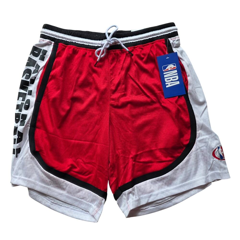 NBA Classic Basketball Shorts Red White Black Size M NWT Polyester